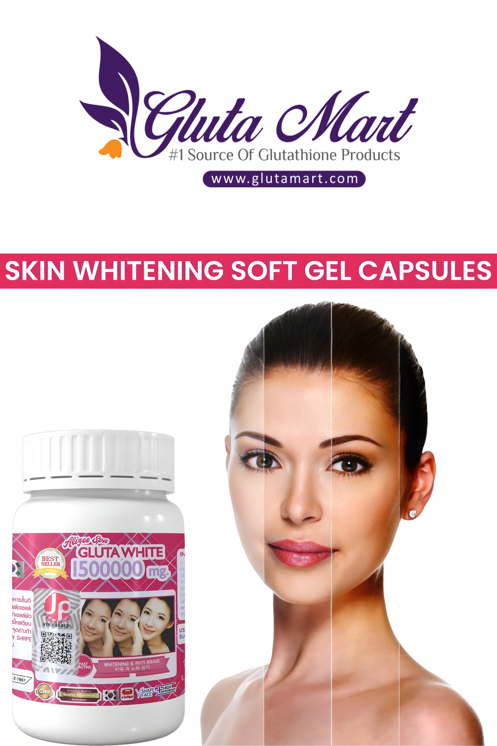 Supreme Gluta White 1500000mg Skin Whitening Softgels